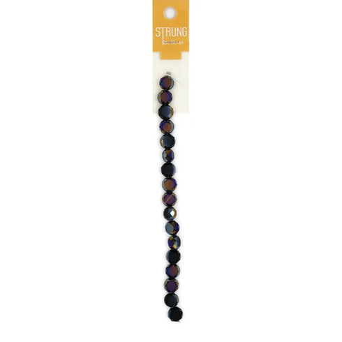 10mm Black AB Colour Glass Facet Strung Beads